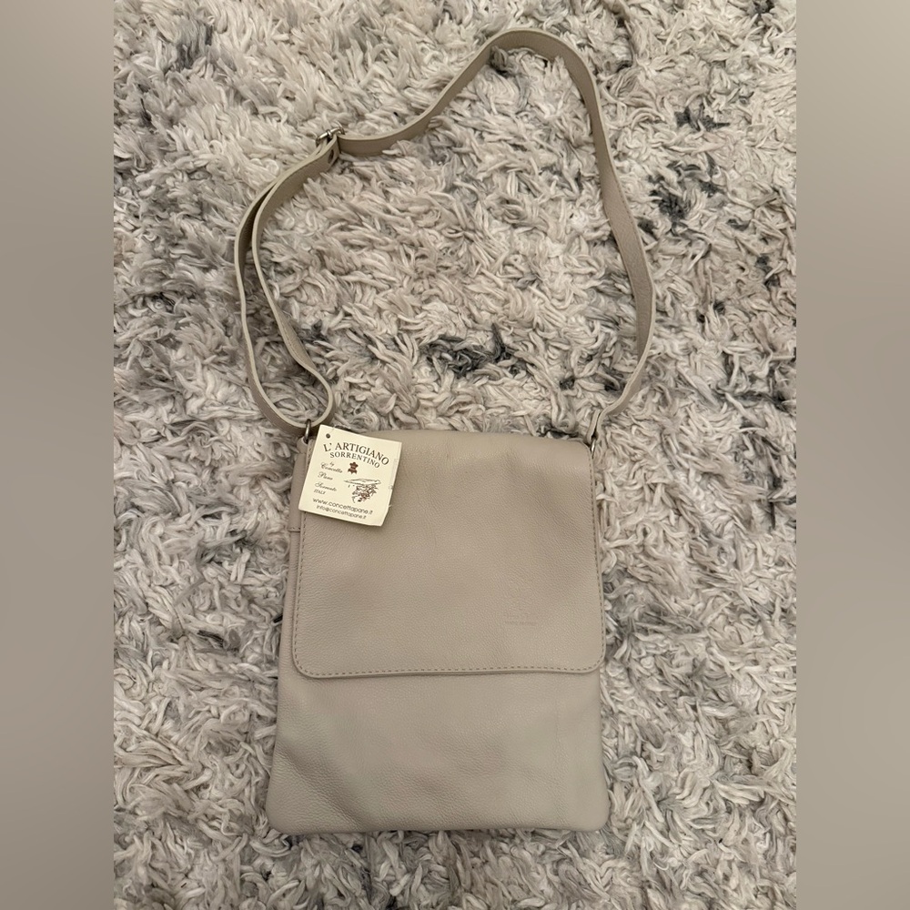 Cream Leather Crossbody Bag